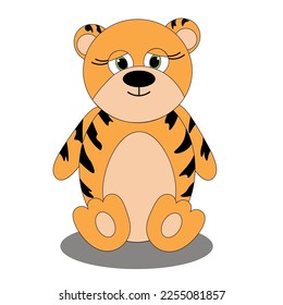 Cute cartoon tiger. Design element or template. Flat illustration. Vector