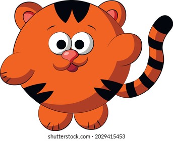 Cute cartoon Tiger. Draw illustration in color