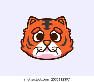 Desenho animado bonito tigre face vetor ilustração animal selvagem para ícone de etiqueta ilustração