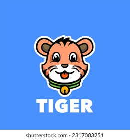 Cute cartoon tiger head mascot