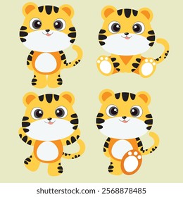 Cute Cartoon Tiger Illustration .