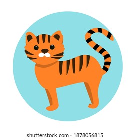 
Cute cartoon tiger on isolated background, vector illustration in flat style for childish design