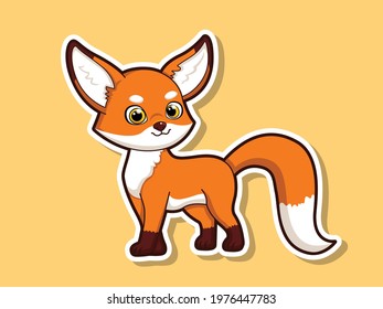 Cute cartoon tiger sticker mascot animal character. Vector art illustration. hand drawn fox animal stickers