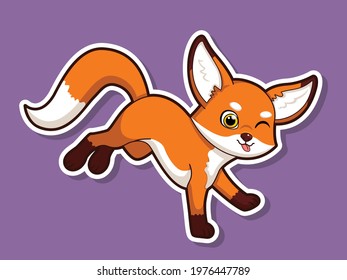 Cute cartoon tiger sticker mascot animal character. Vector art illustration. hand drawn fox animal stickers