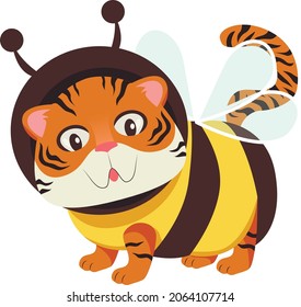 Tigre de dibujos animados, ilustración de iconos vectoriales. Icono de concepto de naturaleza animal vector premium aislado. Estilo de caricatura plano