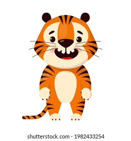 Cute cartoon tiger, vector illustration