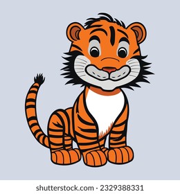 A cute cartoon tiger vector illustration. This is an editable and printable high quality vector eps file.