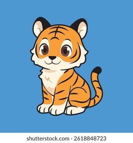 Cute Cartoon Tiger Vector Illustration