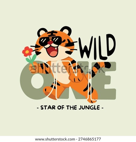 Cute Cartoon Tiger Wild One Illustration