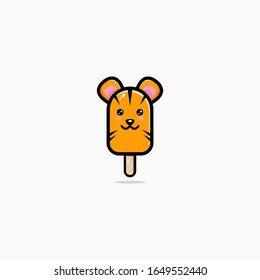 Cute cartoon tigger ice cream character.