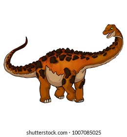 Cute cartoon titanosaur. Isolated illustration of a cartoon dino