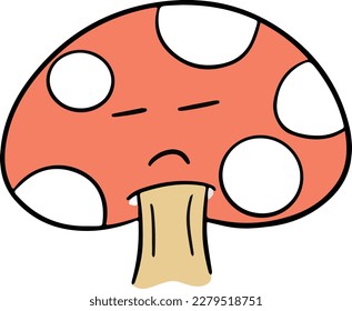 Cute Cartoon Toadstool Mushroom Cartoon Character Emoji Style Vektorgrafik