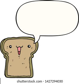 cute cartoon toast with speech bubble