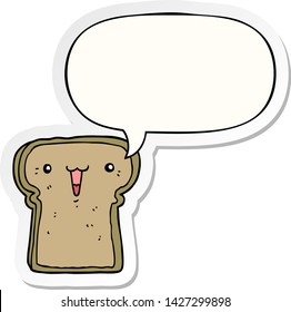 cute cartoon toast with speech bubble sticker