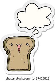 cute cartoon toast with thought bubble as a printed sticker