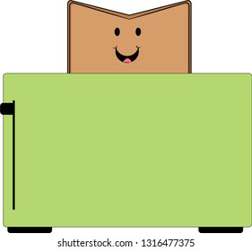 cute cartoon toast in a toaster