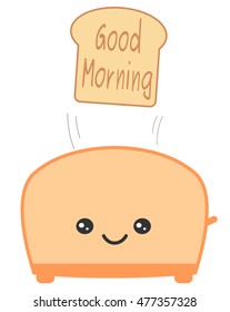 cute cartoon toaster and toast bread with have a nice day quote vector illustration