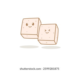 cute cartoon tofu vector character illustration 