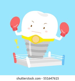  cute cartoon tooth with boxing for your concept