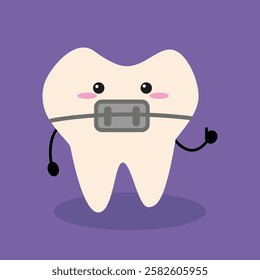 Cute Cartoon Tooth Braces children dental Illustration