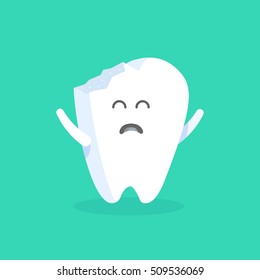 Cute cartoon tooth character with face, eyes and hands. The concept for the personage of clinics, dentists, posters, signage, web sites.