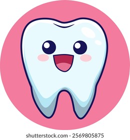 cute cartoon tooth character with an open mouth