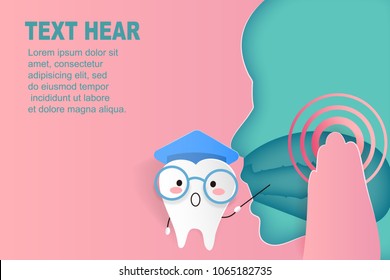 cute cartoon tooth concept on the pink background
