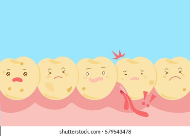 cute cartoon tooth decay problem for your health concept