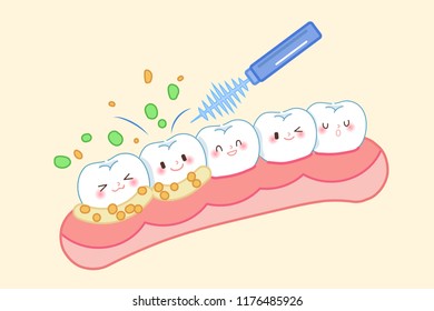 cute cartoon tooth with dental care concept
