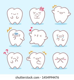 cute cartoon tooth do many different emoji