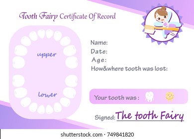 cute cartoon tooth fairy certificated of record 