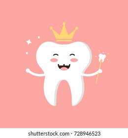 Cute Cartoon Tooth Fairy Vector Flat Design Illustration.
