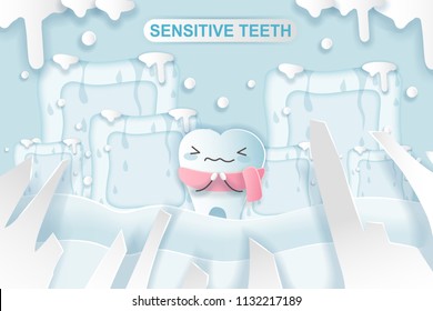 cute cartoon tooth feel bad with sensitive problem