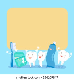 cute cartoon tooth and floss hold billboard 