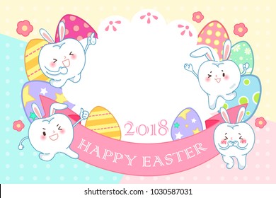 cute cartoon tooth with happy easter for your  holiday concept