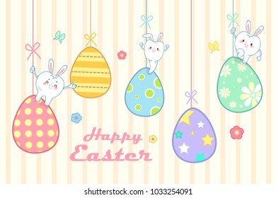 cute cartoon tooth with happy easter for your holiday concept