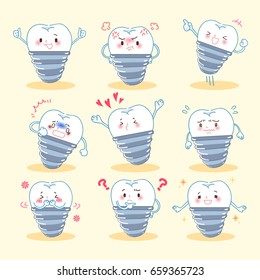 cute cartoon tooth implant brace do different emotions