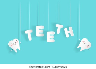 cute cartoon tooth on the background