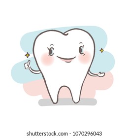 cute cartoon tooth on the white background