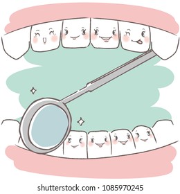 cute cartoon tooth on the white background