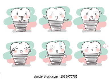 cute cartoon tooth on the white background