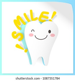 cute cartoon tooth on the white background