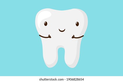 cute cartoon tooth smile happily vector illustration EPS10.