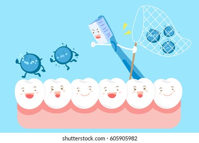 cute cartoon tooth smile happily with health problem