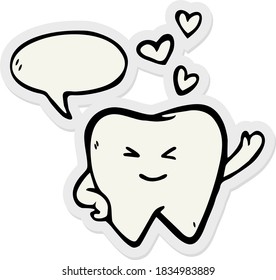cute cartoon tooth with speech bubble .Vector illustration
