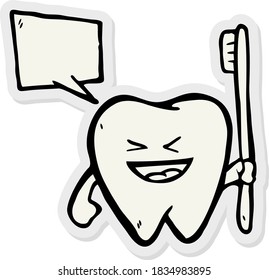 cute cartoon tooth with speech bubble .Vector illustration