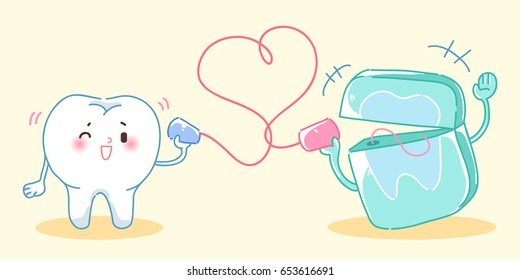 cute cartoon tooth use can phone and speaking happily