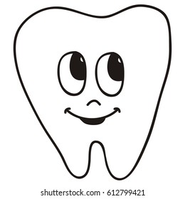 Cute cartoon tooth. Vector illustration.