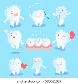 cute cartoon tooth wear brace do different emotions