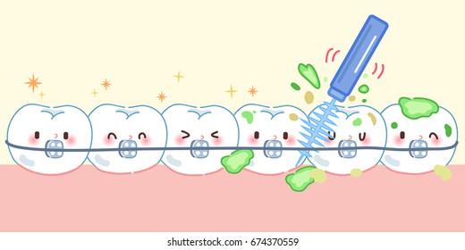 cute cartoon tooth wear brace with brushes